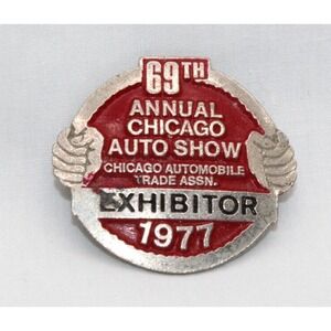 1977 Chicago Auto Show Exhibitor Pin Badge Button - Automobile Trade Association